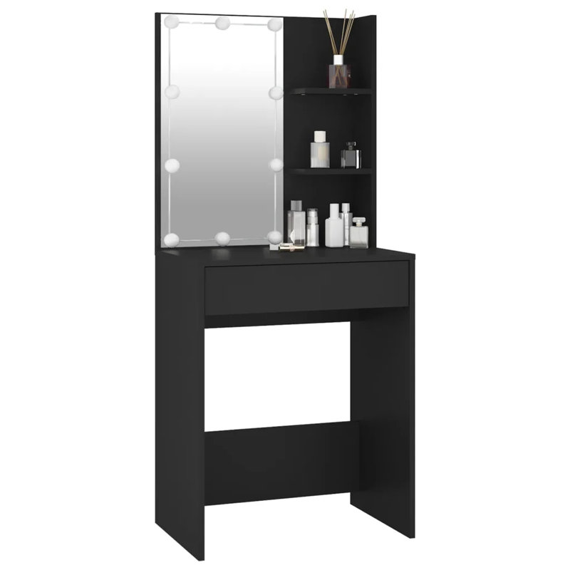 Joslyne Dressing Table with Mirror, Black
