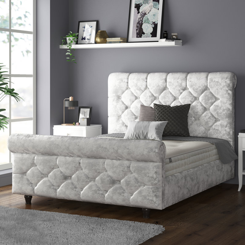 Bella Vista Upholstered Bed, Silver, Double (4'6)