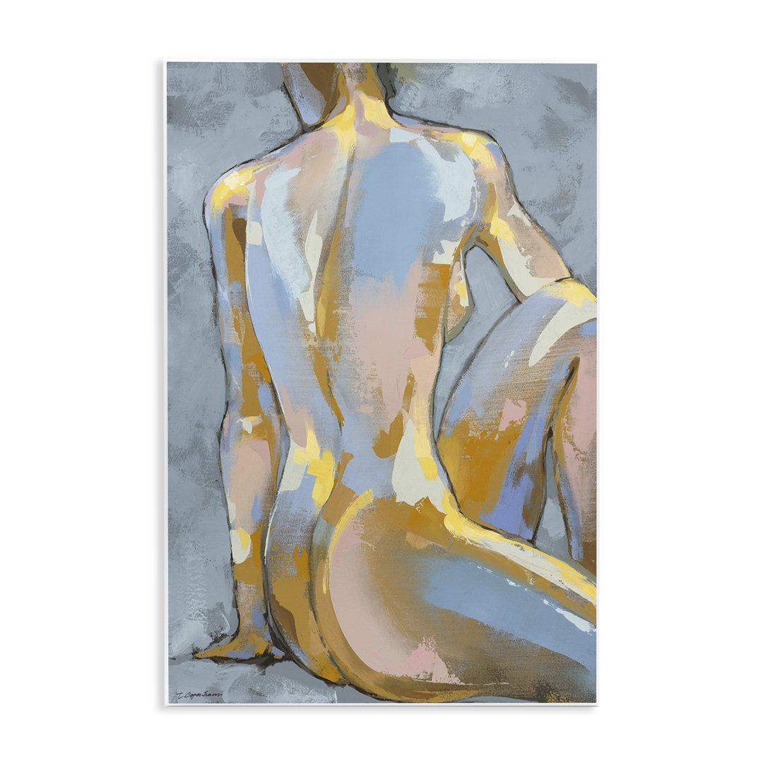 " Modern Blue Brushed Sitting Nude " by Trevor Copenhaver Stupell Industries 