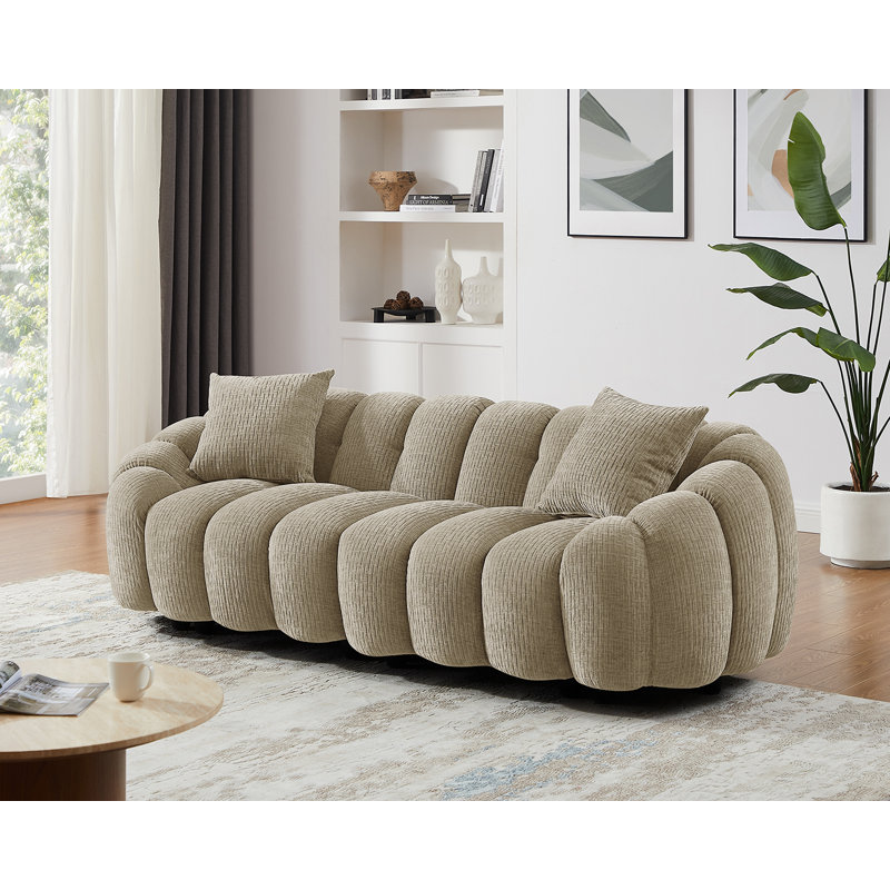 Canapé rembourré standard avec accoudoirs évasés, H 28,74 po x l 94,88 po x P 38,98 po, Chenille sable