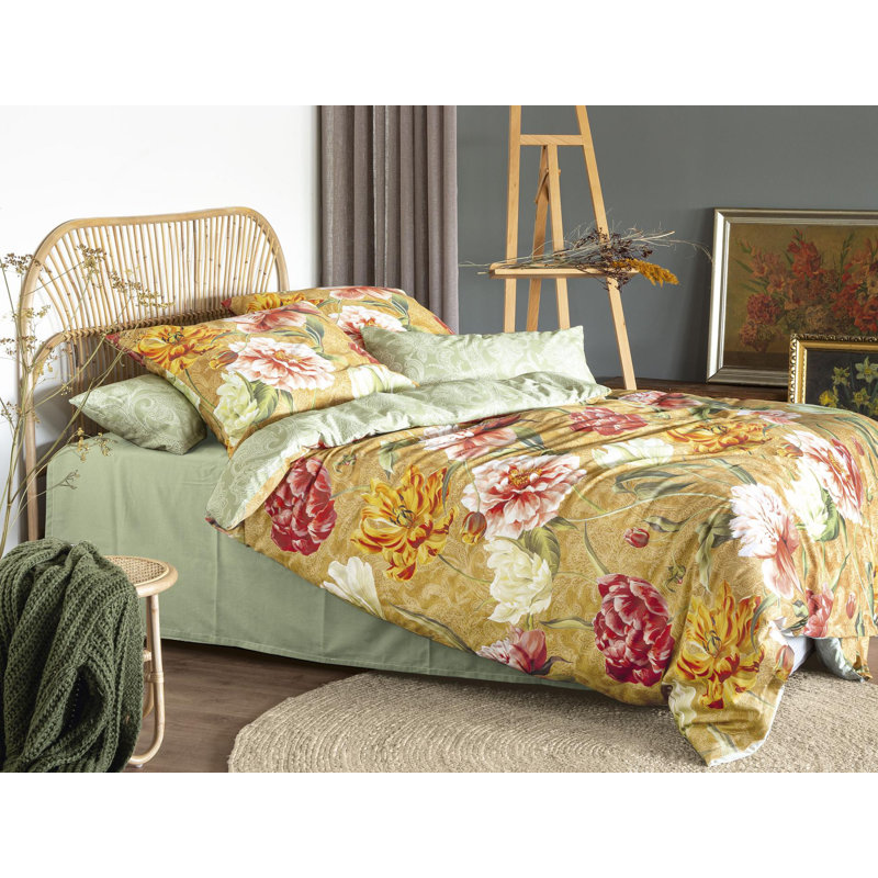 Magic 8856 Mako Satin Duvet Cover Set, Gold, 155 x 220cm - 1 Pillowcase ( 80 x 80cm)