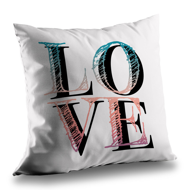 Colorful Love - Blue Poly Twill Throw for Bedroom Decor