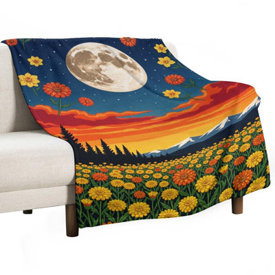 Jeté en flanelle Moonlit Night Sky Luxury, couverture douce et chaude pour le canapé-lit du salon