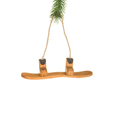 Umber Wooden Snowboard Ornament Pack of 4