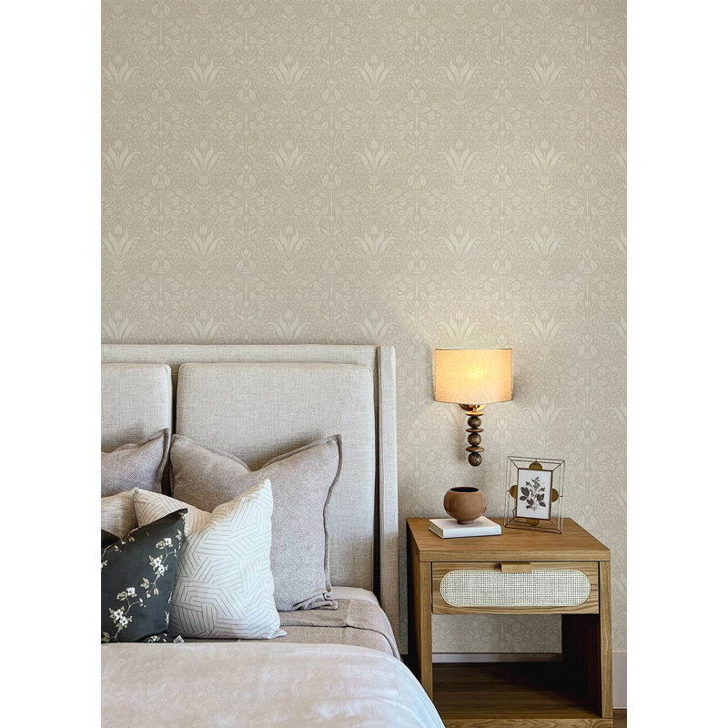 Rouleau de papier peint L 33 pi x l 20,9 po Triste, Beige / blanc cassé