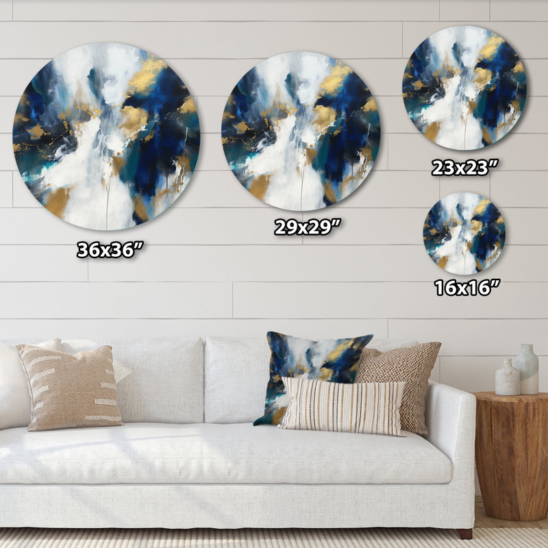 Maxfield - Art abstrait rond en métal, H 16 po x l 16 po x P 1 po