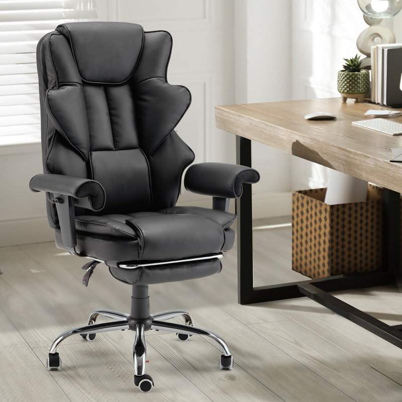 Executive Office Chair with 6-point Massage, Footrest, Gray
