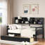 Lit de jour moderne avec tablettes de rangement et 2 tiroirs-1852761795