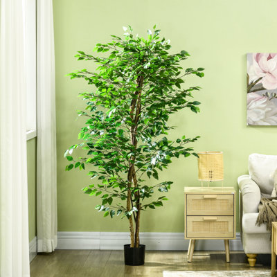 6Ft Artificial , Aging With Pot For Home Decor Tree 6Ft, No Shedding Cleanliness
