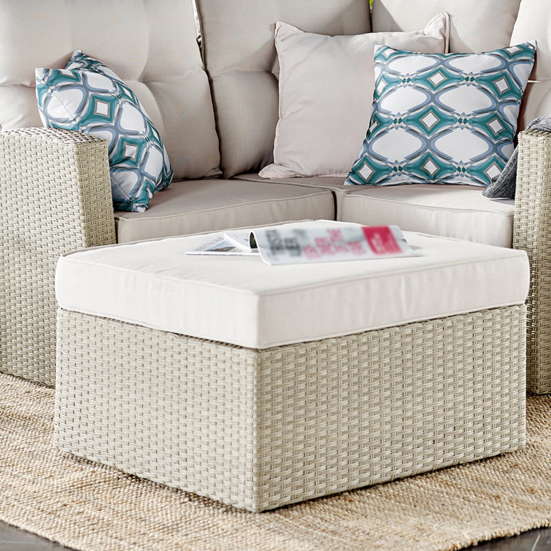 198.8cm Wide Wicker Patio Sectional with Cushions