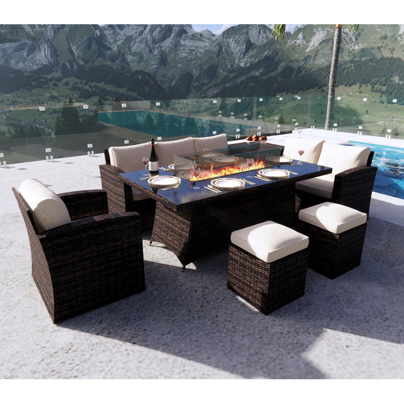 Camdan Wicker 8 - Person Patio Conversation Set with Cushions