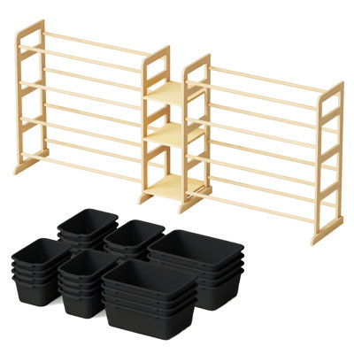 Organisateur de rangement pour jouets avec 3 tablettes et 24 bacs, bibliothèque pour enfants, étagère à jouets