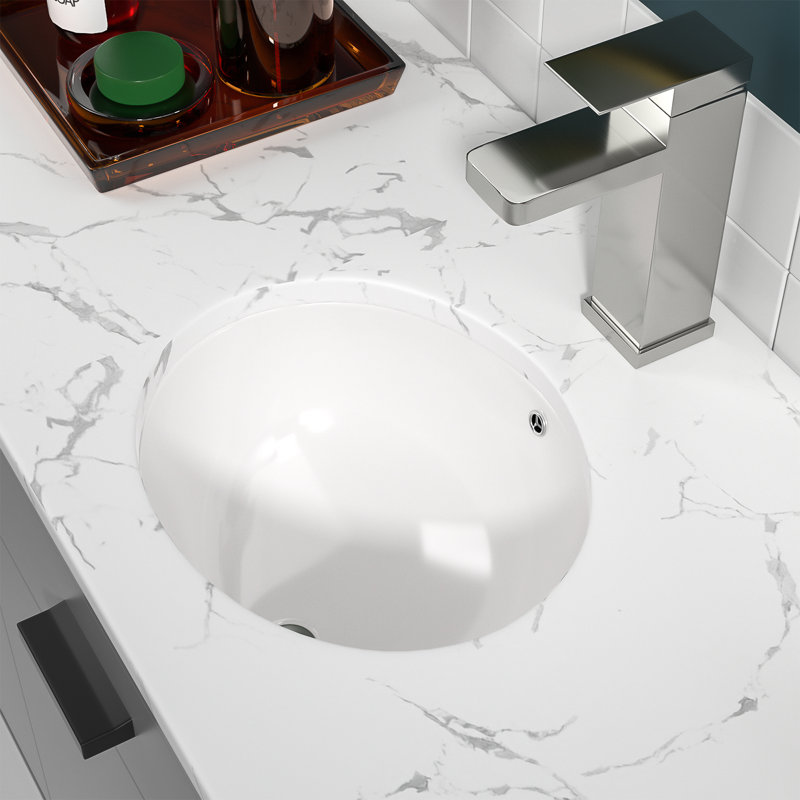 Sarlai 18" x 15" Oval Ceramic Vessel Sink Undermount Bathroom Sink with Overflow