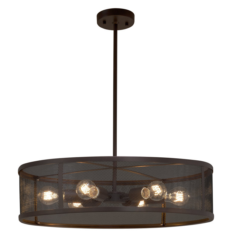 Bennett 6 - Light Dimmable Drum Chandelier, Dark Bronze