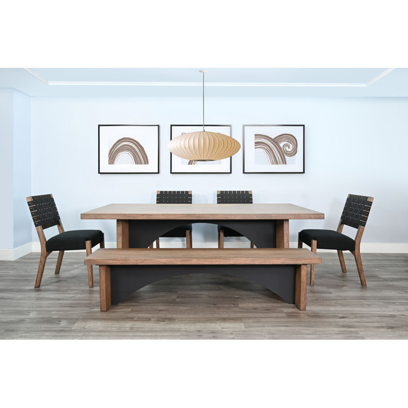  Modern Wood Dining Bench with Arched Accent Base