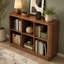Bibliothèque de rangement 6 cubes, tablette horizontale de 40 po de large avec bord courbé, organisateur de plancher en bois à 2 niveaux pour la maison et le bureau, noyer