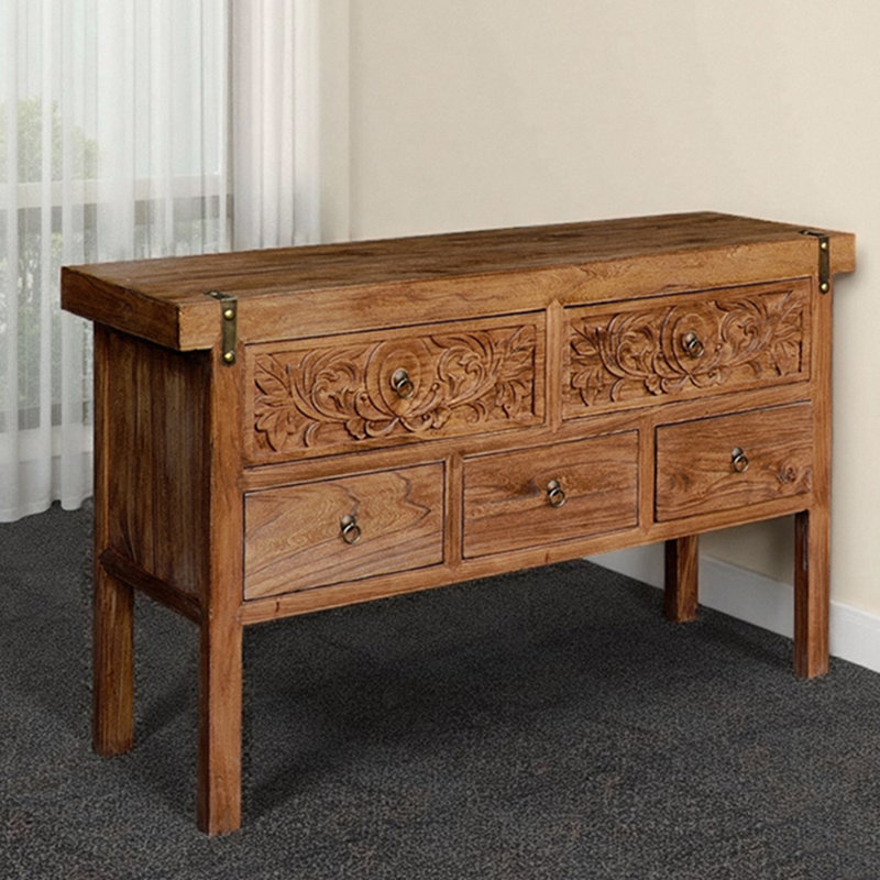 Console Mid-Century moderne en bois massif
