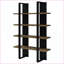 Bibliothèque, 4 tablettes, noir Noyer brun contemporain | Tablettes ouvertes | Noir | Contemporain