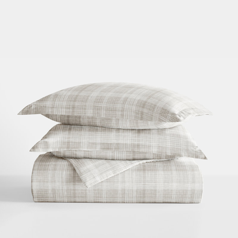 Ensemble de housse de couette carreauté Becky Cameron, Gris, Housse de couette double / grand et 2 taies décor