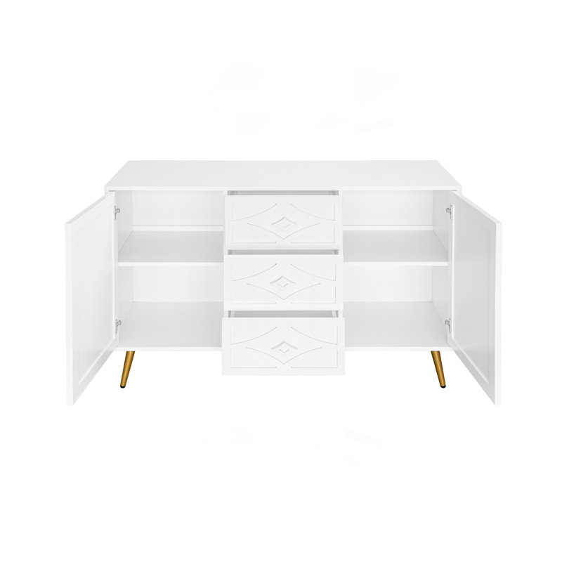 Armoire de rangement élégante avec sculpture en diamant et tablettes réglables, polyvalente pour plusieurs pièces