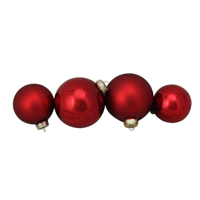 Ornements en forme de boule de Noël 72 carats à 2 finitions, Rouge