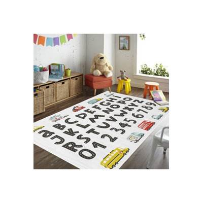 Tapis rectangulaire en polyester tissé à la machine 3 pi 11 po x 5 pi 7 po Harneen