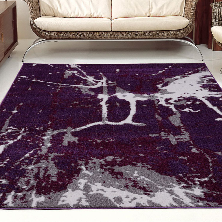 Tapis abstrait mauve foncé / gris Anise