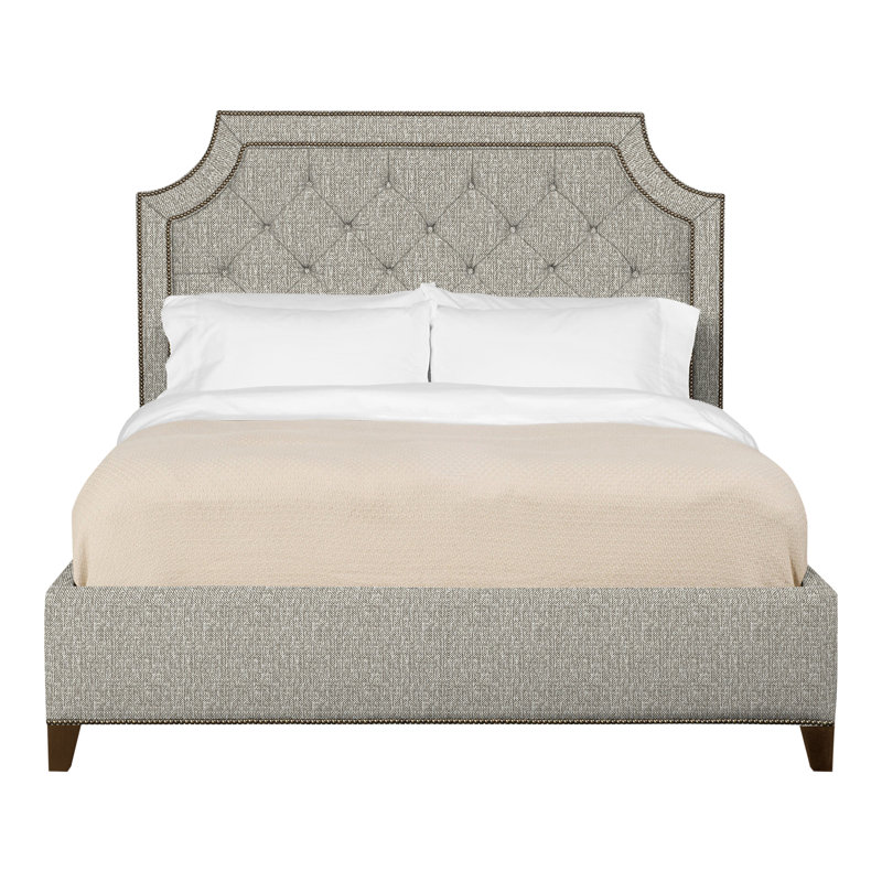 Audrey/Asher Queen Tufted Upholstered Low Profile Panel Bed, Havana, Tarbee Pebble, Yes