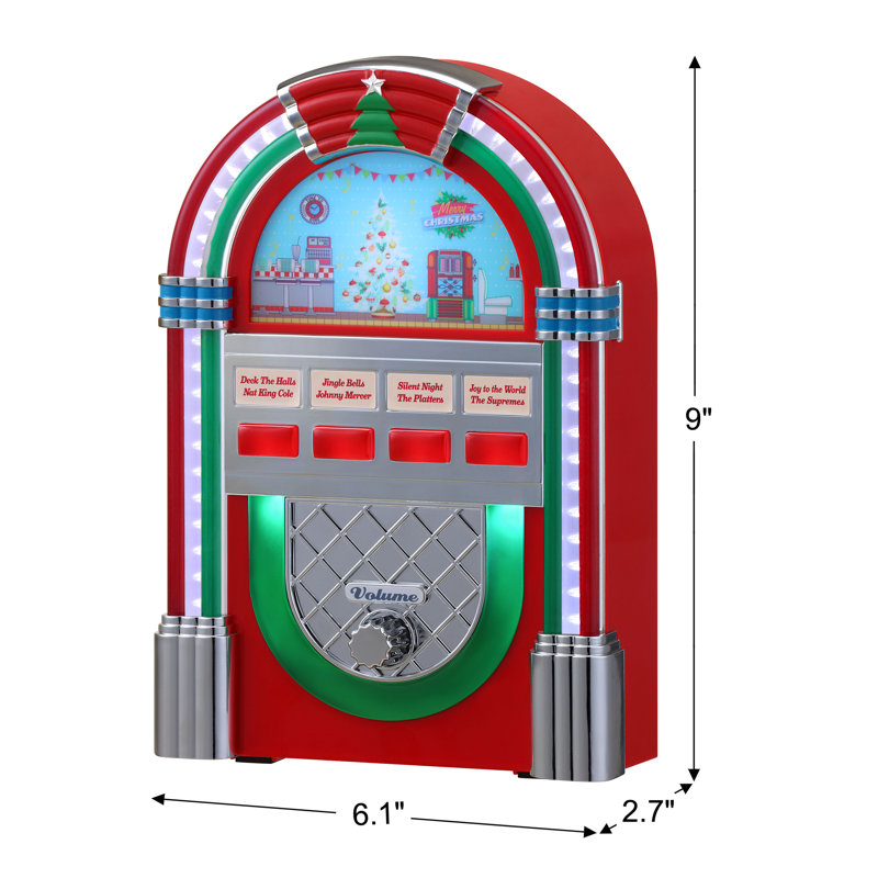 9" Retro Jukebox, Red/Green/Red