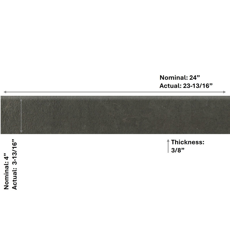 Citified 24'' L x 4'' W Porcelain Concrete Look Bullnose Tile Trim, Charcoal