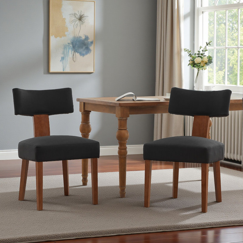 Chaise d'appoint rembourrée en bois massif, Noir