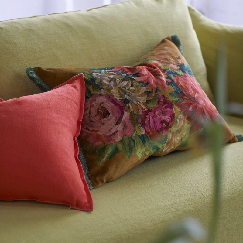Fleurs D Artistes Decorative Pillow, Terracotta Floral