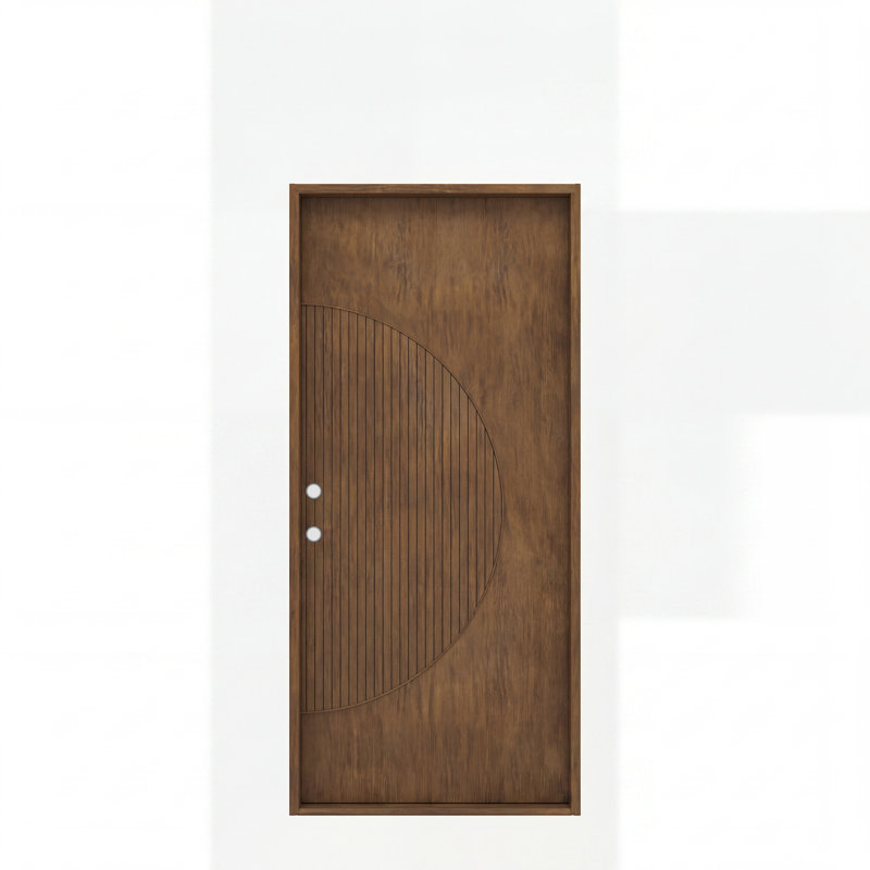LUNara-BQ-80 | Porte simple de 80 po, extérieur pré-suspendu RTA, panneau affleurant moderne, bois d'acajou brut