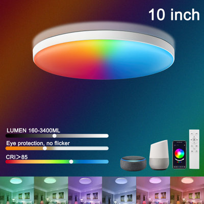 RGB Smart LED Ceiling Light 2700-6500K Dimmable 50W Colour Changing Flush Mount