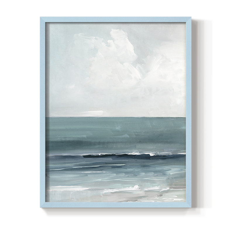 «Teal Seas I», reproduction encadrée - bois massif, Bleu, H 15 po x l 12 po