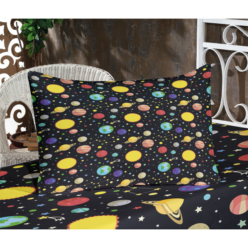 Multicolore drap-housse et coussin décoratif Ambesonne, Ensemble de draps pour lit simple très long + 3 p
