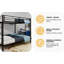 Lit superposé en fer, lit simple supérieur et double inférieur-831598058