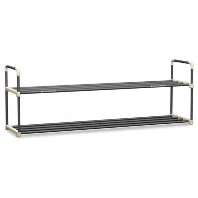 Home-Complete Shoe Rack - 2-Tier Shoe Organizer for Closet, Bathroom, Entryway - Shelf Holds 10 Pairs Sneakers, Heels, Boots