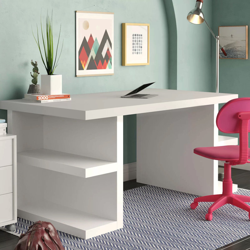 Frethi Writing Desk, Pure White, 30" H x 63" W x 35" D