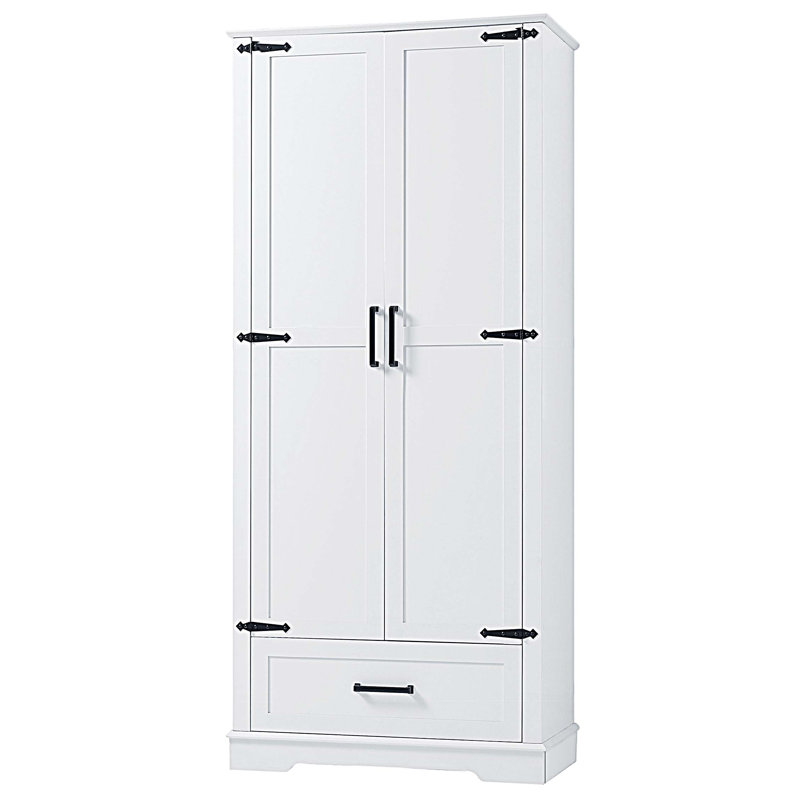 Armoire de rangement haute pour salle de bain, armoire avec deux portes et un tiroir