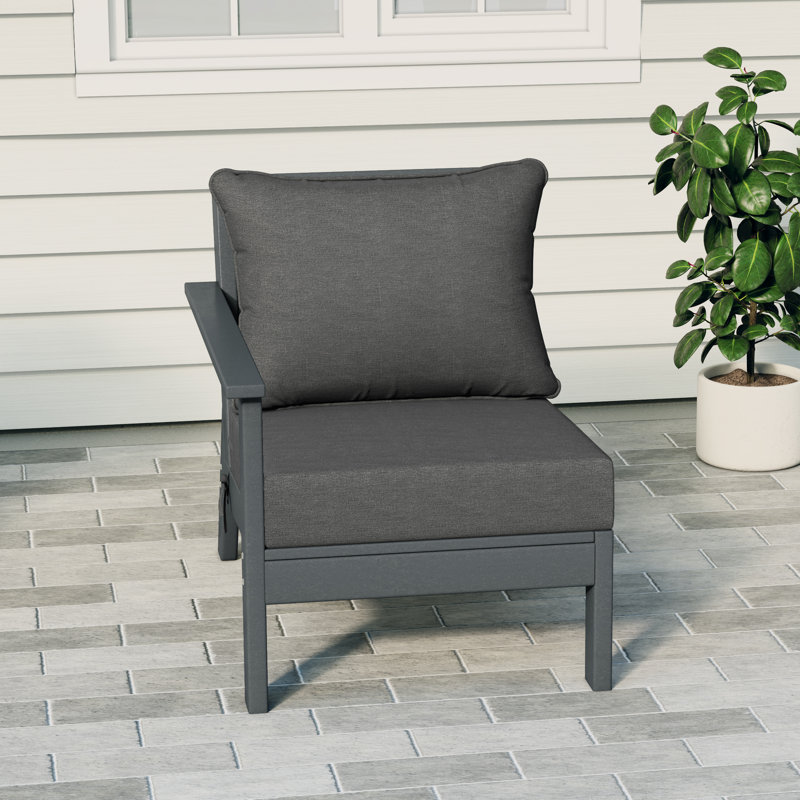 Chaise avec accoudoirs profonds à gauche avec coussins, Grey, Brun
