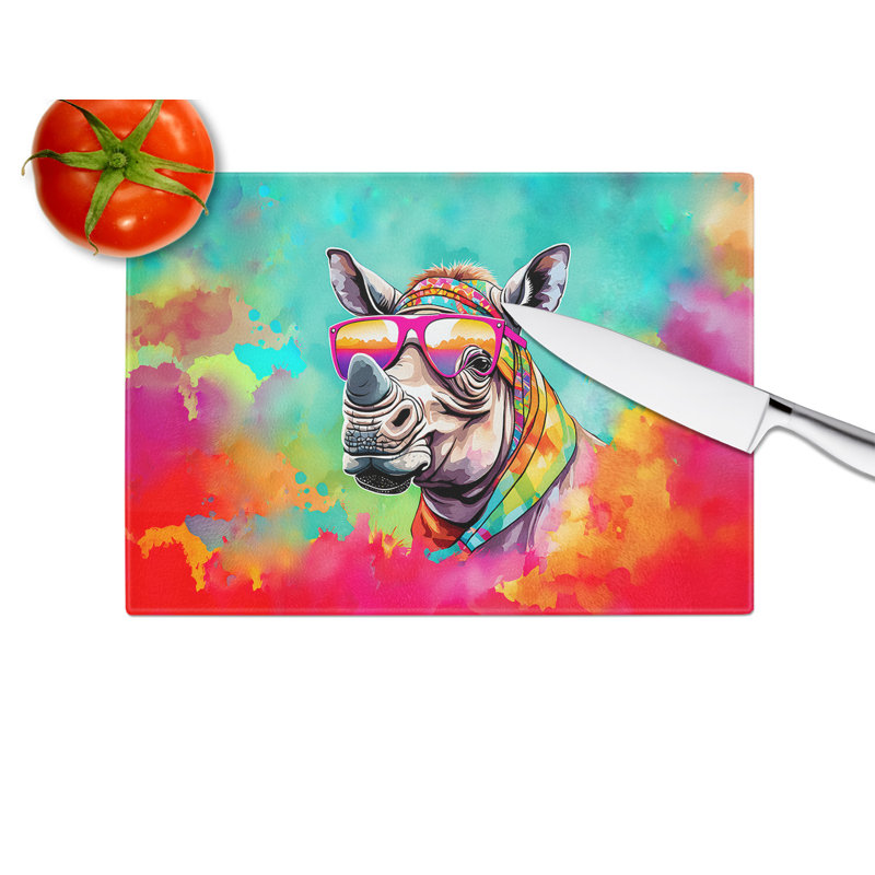 Planche à découper en verre Hippie Animal Rhinoceros