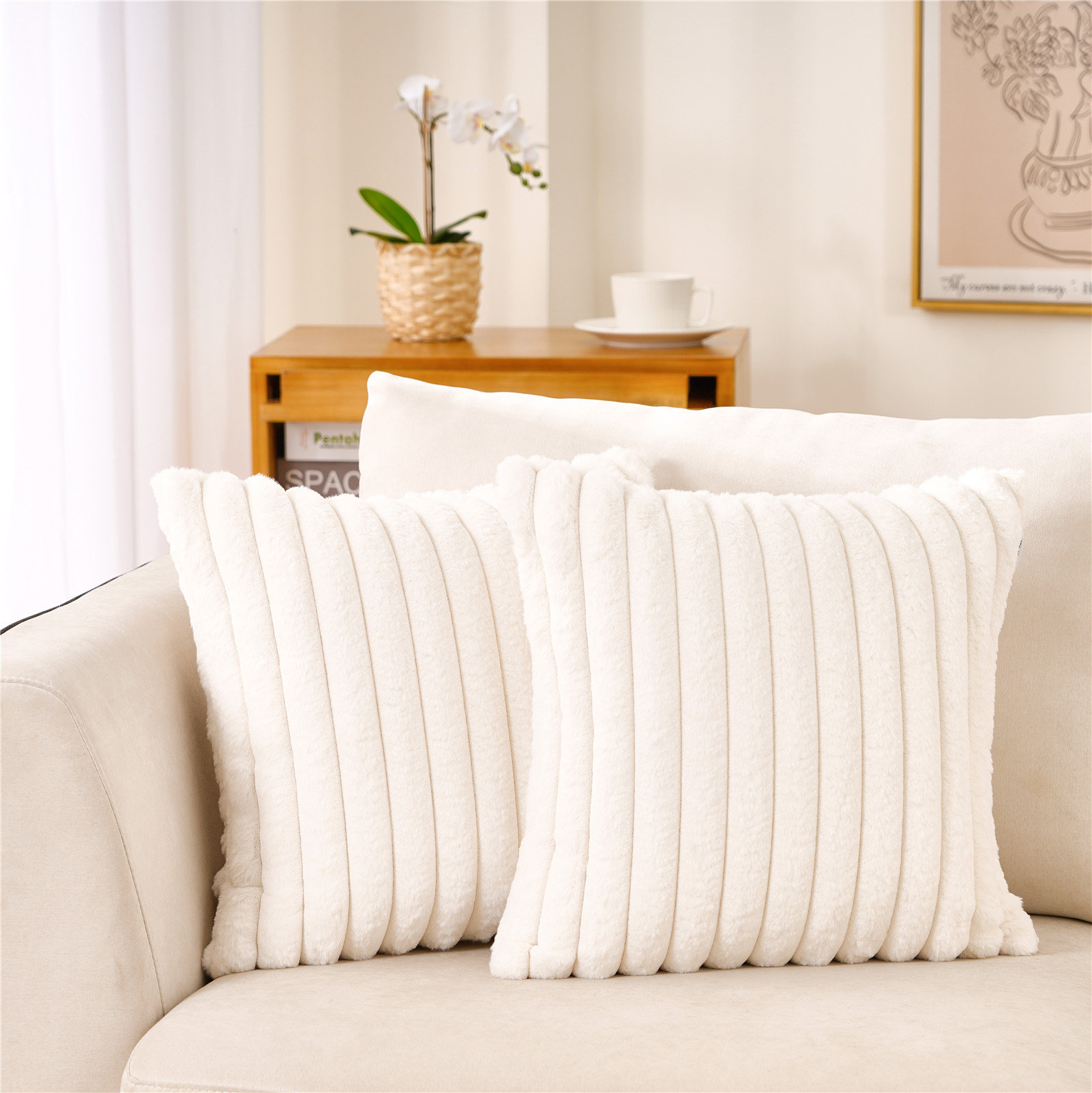 WARISI Faux Fur Lines Square Faux Fur Pillow Cover & Reviews | Wayfair