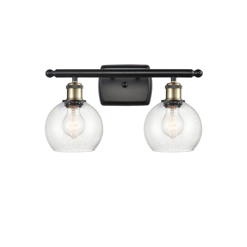 Éclairage pour meuble-lavabo en laiton antique à 2 lumières Almatine, Incandescente, Laiton antique noir