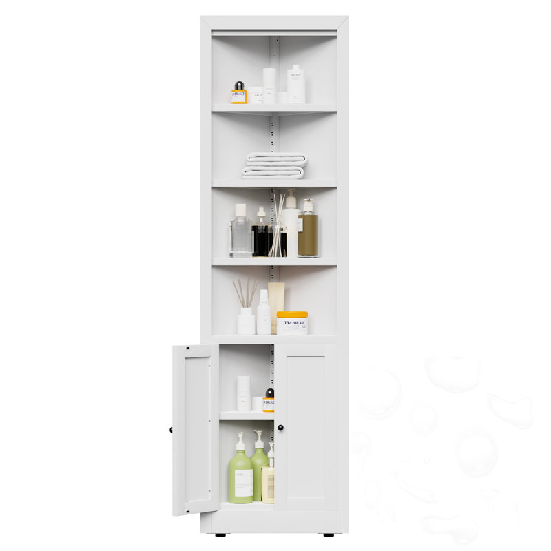Armoire de rangement autoportante à 5 niveaux avec 2 portes et tablettes réglables