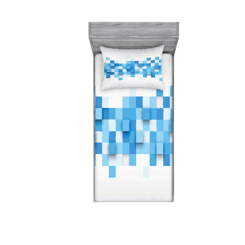 Ensemble de draps mosaïque graphique 3d, Ensemble de draps pour lit simple avec drap-housse