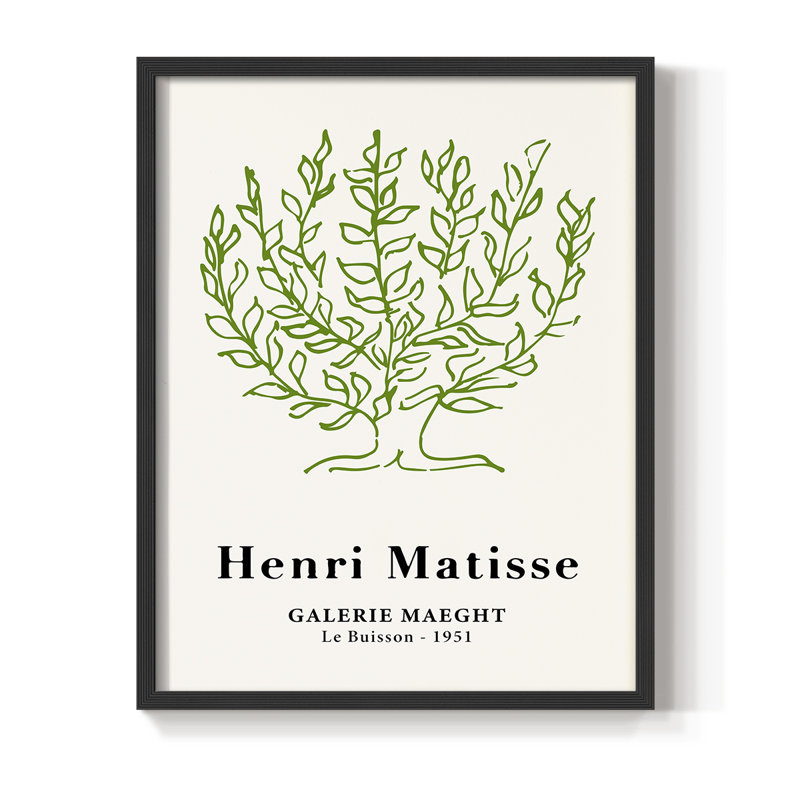 Matisse CXV, reproduction encadrée - bois massif, H 10 po x l 8 po, Noir