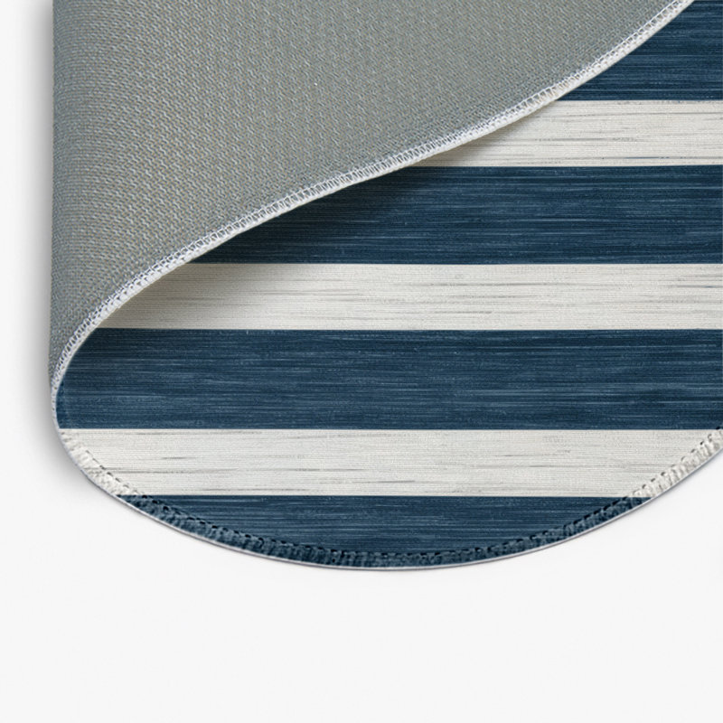 Tapis intérieur / extérieur gris HorizontalStripes, Rond 5 pi
