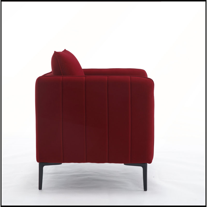 Chaise d'appoint Mid-Century moderne en velours avec coussin et pieds en métal pour le salon, la chambre à coucher ou le bureau