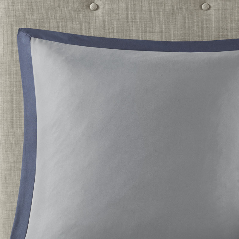 Navy and Gray Queen Microfiber 8-Piece Comforter Set